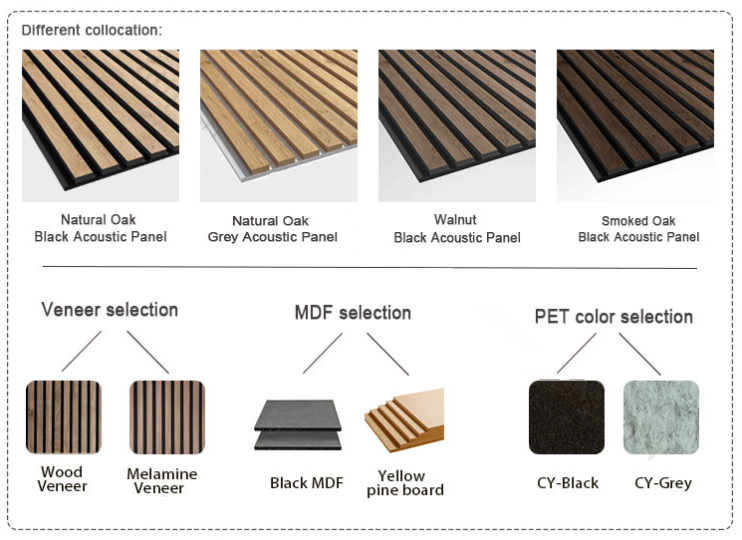 3D Model Design Wood Slat Wall Panels Black Customized For Noise Reduction