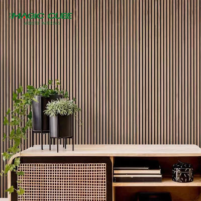 3D Model Design Wood Slat Wall Panels Black Customized For Noise Reduction
